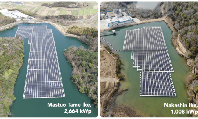 Matsuo Tame Ike Nakashin Ike floating solar power plants Laketricity