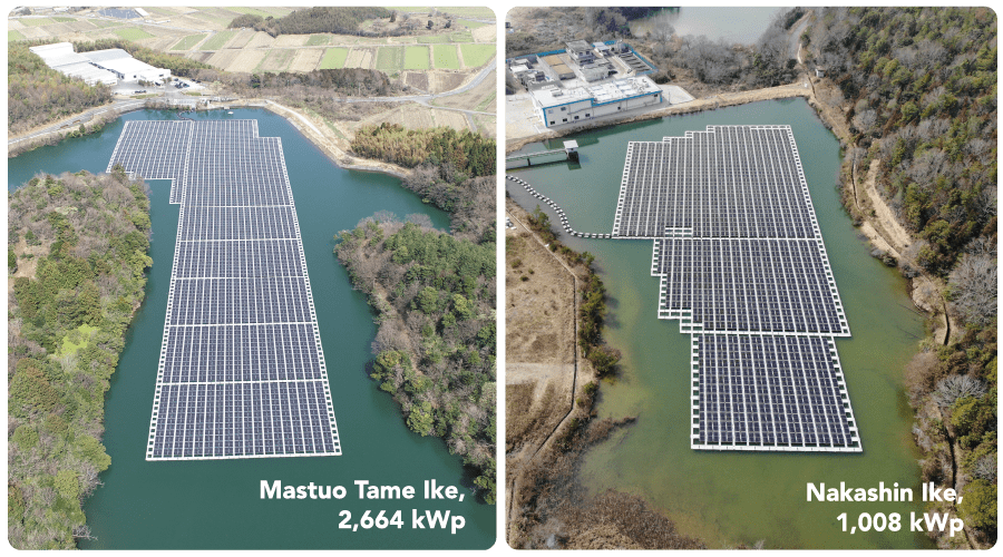 Matsuo Tame Ike Nakashin Ike floating solar power plants Laketricity